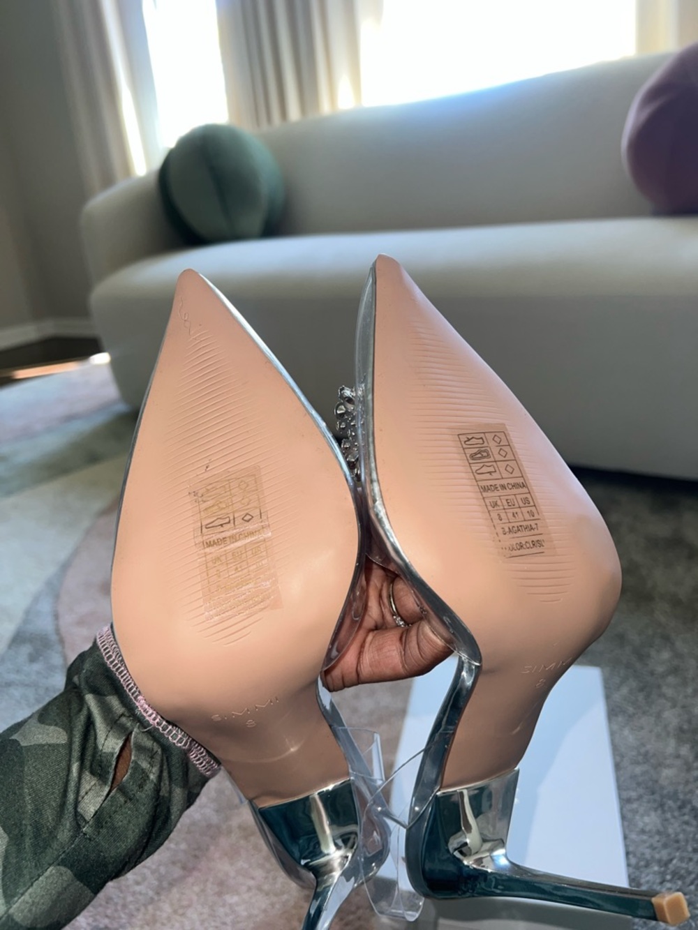 Clear PVC Pointed-Toe Heels with Crystal Buckle - Picture 5 of 9